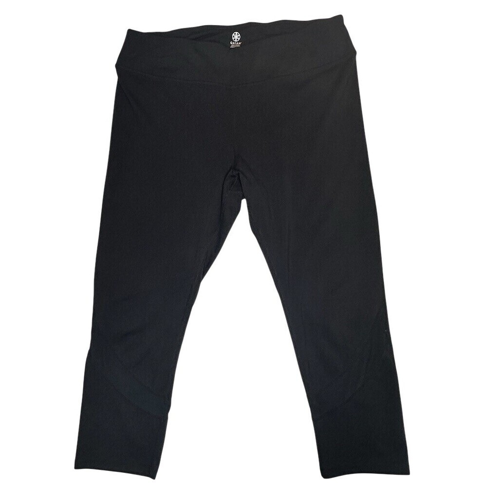 Gaiam Yoga Leggings Womens XL Black High Rise Ankle Mesh Panel Pull-On